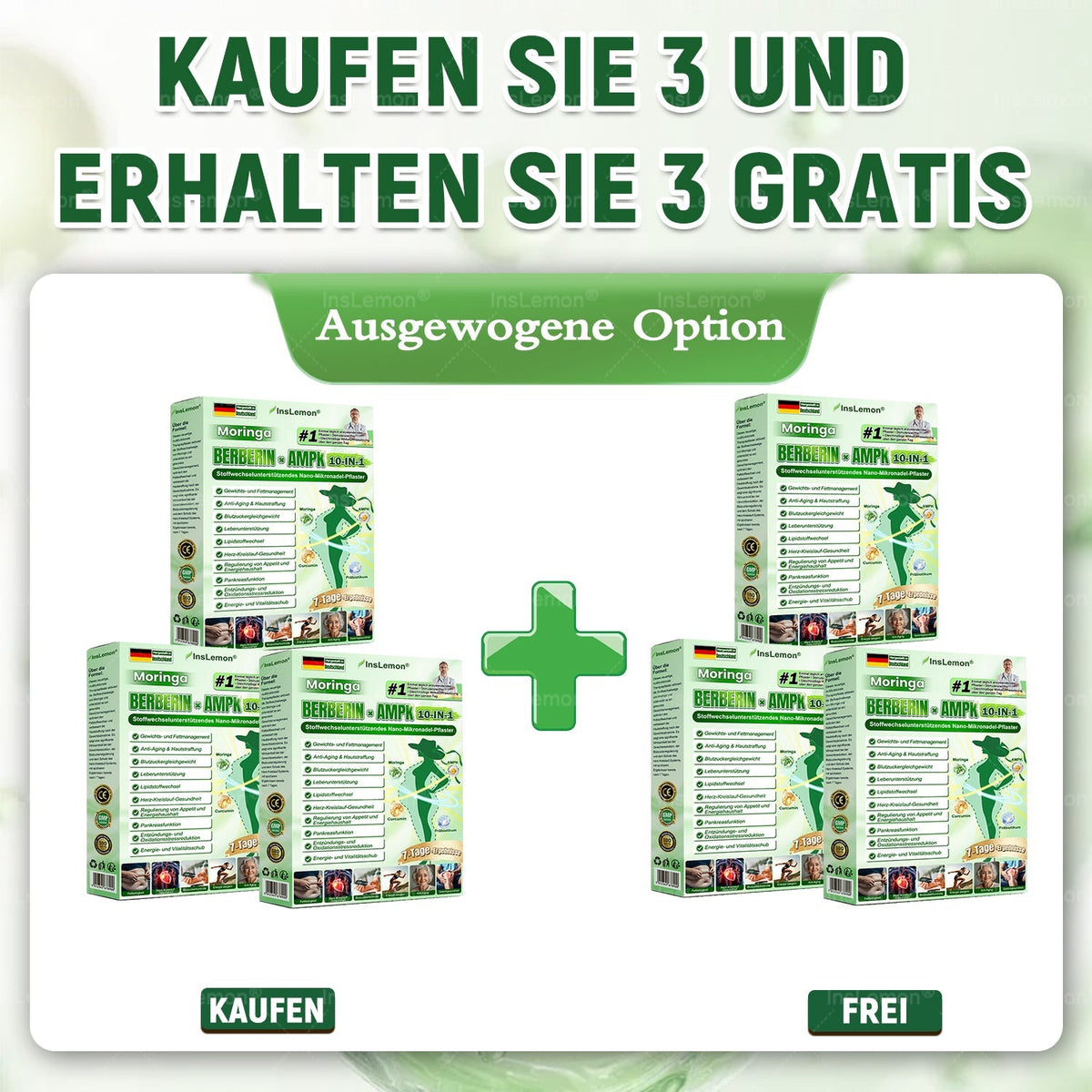 InsLemon® Moringa × Berberin × AMPK 10-in-1 Nano-Mikronadel-Pflaster für Stoffwechsel-Support (1× täglich) ✅ Unterstützt Stoffwechsel, Appetitkontrolle, Energie & Gewichtsmanagement